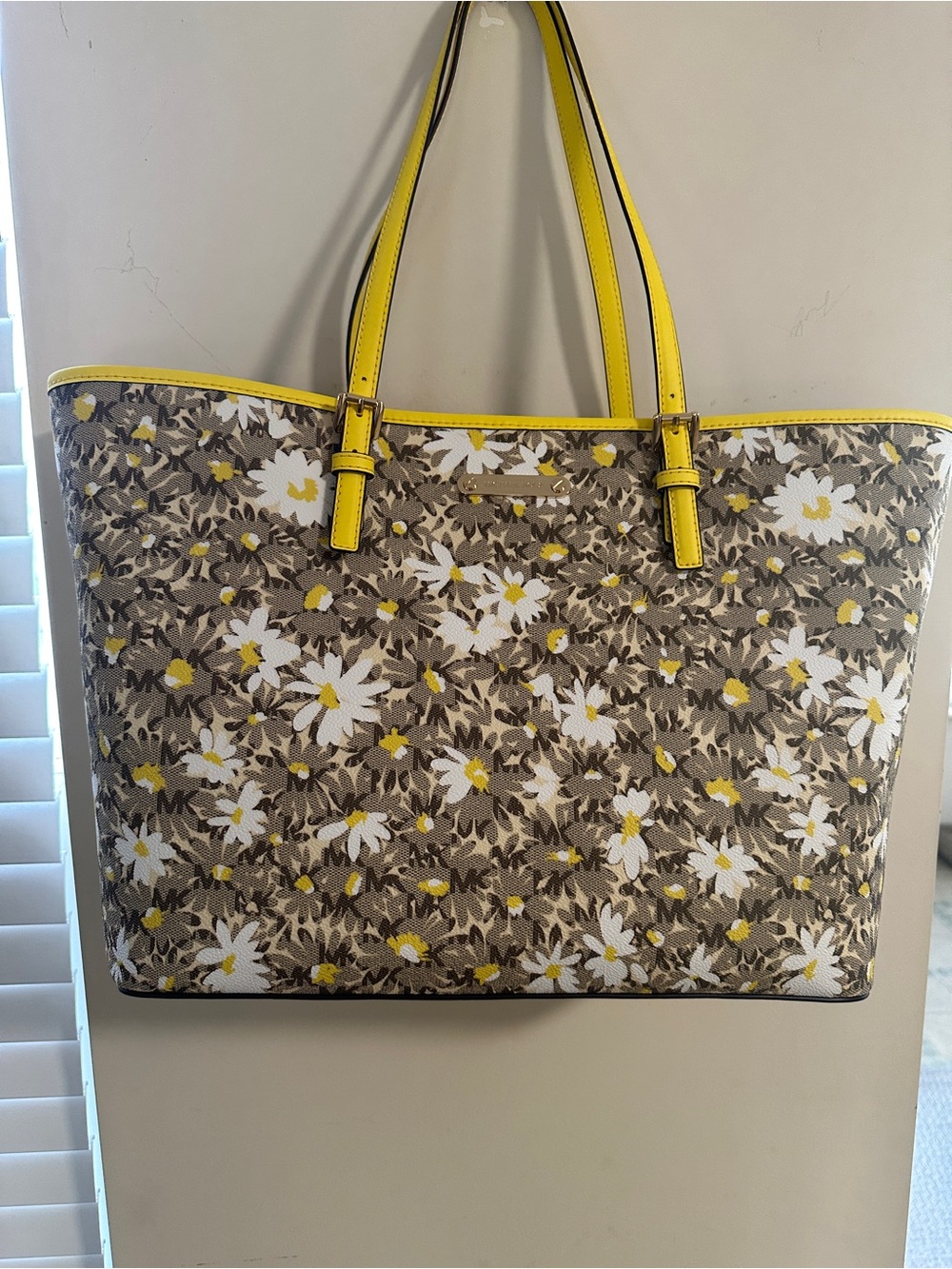 Michael Kors Citrus Yellow-Trim Floral Tote